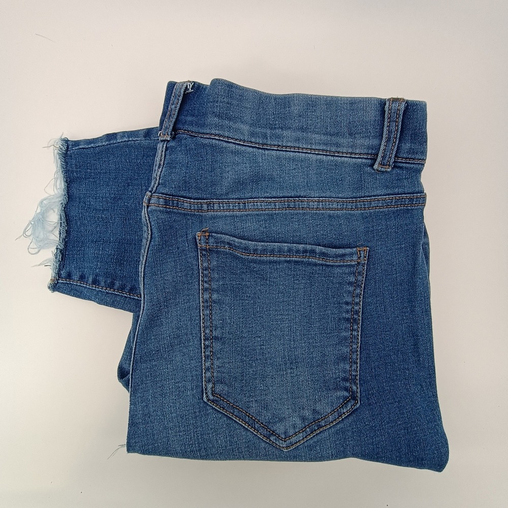 Terra & Sky Skinny Jeans Women 1X Blue Raw Hem Casual Stretch Denim Jeggings